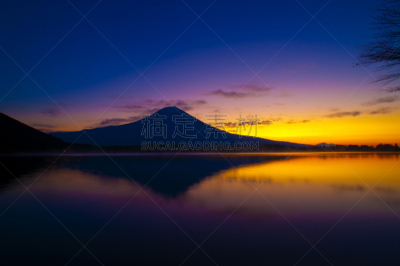 富士山,灵性,水平画幅,雪,无人,符号,早晨,户外,湖,山
