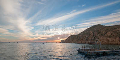 风景,鱼饵,船,圣路卢卡斯,墨西哥,兰兹角,渔夫,设备用品,下加利福尼亚州,日出