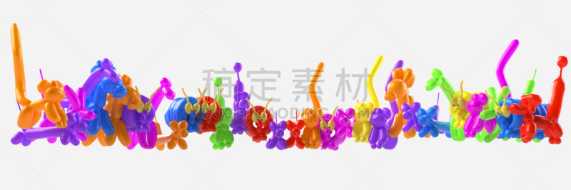 动物气球,水平画幅,猴子,气球,小马,雕塑,彩虹,马,昆虫,聚会