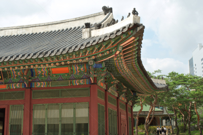 首尔,德寿宫,朝鲜民族,美,荷花,水平画幅,古老的,夏天,乡村风格,居住区