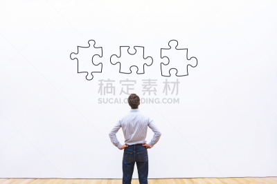谜题游戏,商务,概念,不完全的,兼并和收购,点连成线,商务策略,水平画幅,人造,男商人