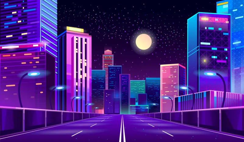 背景 城市 夜晚 霓虹灯 商务 暗色 公路 现代 户外 天空图片素材下载 稿定素材