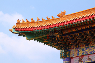 屋顶,故宫,纪念碑,天空,水平画幅,古老的,国际著名景点,浮雕雕刻,彩色图片,著名景点
