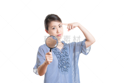 女人,白色,动物背脊,放大镜,小型放大镜,教师,留白,水平画幅,努力,问题