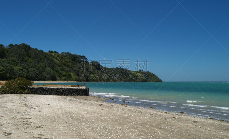 海滩,海湾,依士灵顿市,自然,水,天空,旅游目的地,水平画幅,绿色,沙子