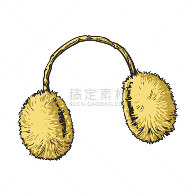 消声器,人的耳朵,毛绒绒,毛皮,明亮,黄色,御寒耳罩,纹理效果,热,一个物体