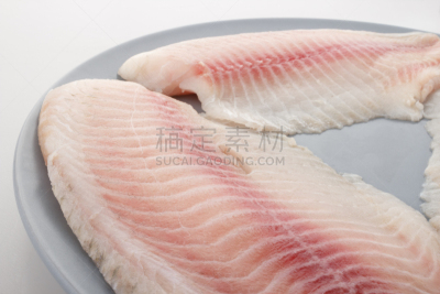 罗非鱼,肉片,灰色,水平画幅,生食,海产,特写,盘子,吃,烹调