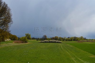 暴风雨,艾尔比山谷,易北河,自然,天空,草地,草原,水平画幅,绿色,地形