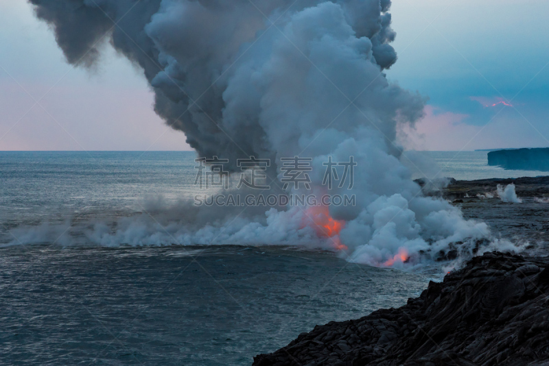 熔岩,海洋,几劳亚活火山,夏威夷火山国家公园,夏威夷大岛,自然,水平画幅,无人,太平洋岛屿,黄昏