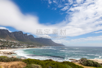 海洋,山脉,桌山国家公园,开普半岛,南非桌山,开普敦,水,美,水平画幅,夜晚
