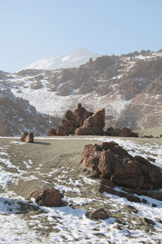 皮可德泰德山,垂直画幅,天空,留白,雪,无人,火山地形,大西洋群岛,户外,特内里费岛