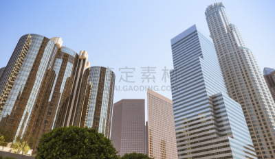 洛杉矶,市区,摩天大楼,美国银行大楼,美国西部,水平画幅,无人,洛杉矶县,玻璃,户外