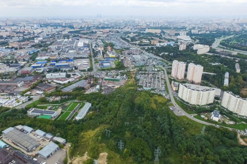 都市风景,在上面,摄像机拍摄角度,莫斯科,云,黄昏,公路,现代,城市扩张,户外