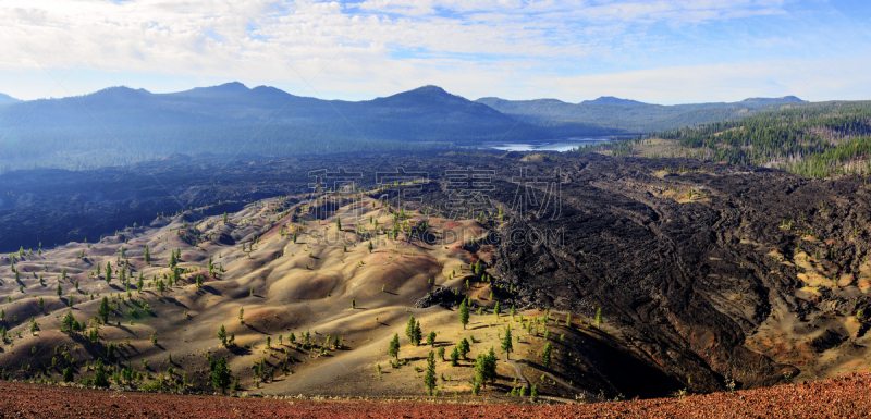 莱森火山国家公园,熔岩湖,拉森山,火山渣锥,熔岩平原,天空,国家公园,水平画幅,山,沙子