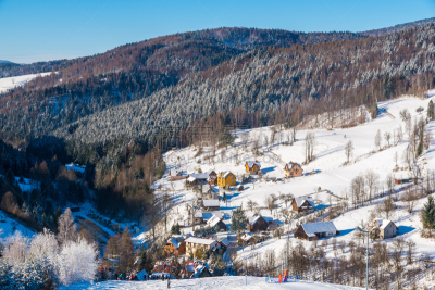 滑雪坡,山,风景,波兰,乡村,天空,水平画幅,云,雪,历日