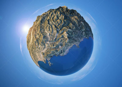 蒙特卡洛,360度景观,球体,三维图形,行星,小的,全景,文凭,小星球的格式,太空视角