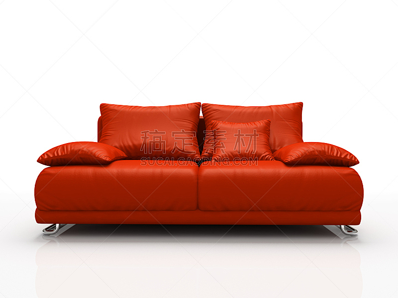 沙发,皮革,红色,分离着色,白色背景,一个物体,背景分离,扶手椅,舒服,现代
