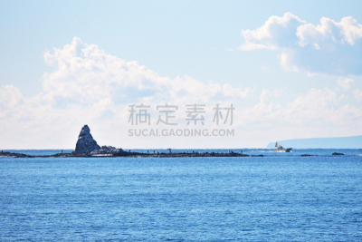 水平画幅,无人,日本,茅奇海滩,户外,茅崎,渔船,海洋,相模湾,伊波西山