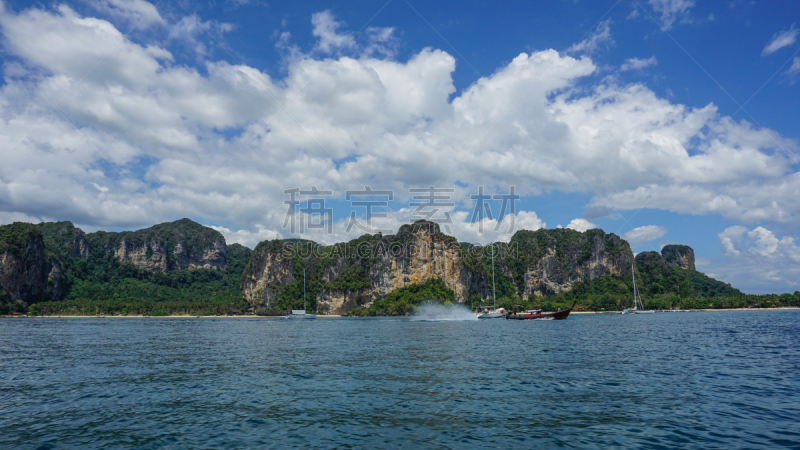 快艇,落基山国家公园,皮皮岛,甲米,大量人群,水,天空,水平画幅,安达曼海,夏天