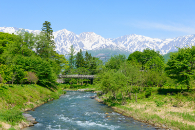 长野县,山,河流,公园,白马岳,白马,著名自然景观,美,度假胜地,国家公园