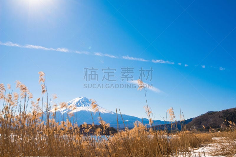 富士山,湖,河口湖,富士河口湖,水,天空,公园,边框,水平画幅,雪