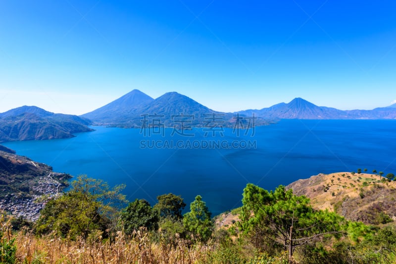 危地马拉,火山,风景,苏格兰高地,阿蒂特兰湖,巴纳哈契,火山地形,水,天空,水平画幅