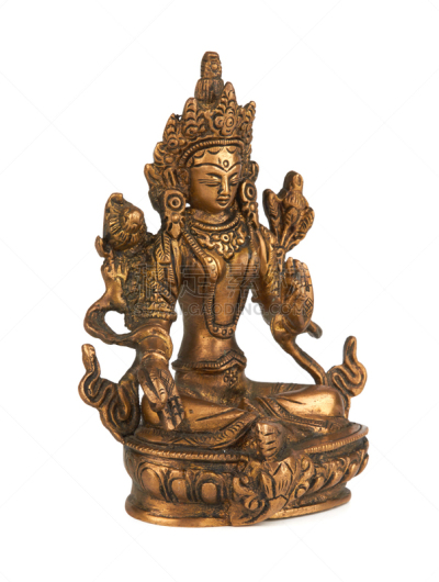 绿色,雕像,女神,佛,女性,金色,白色,白色背景,远古的,智慧