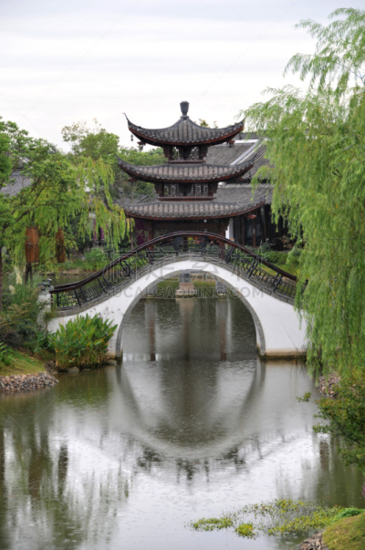 亭台楼阁,垂直画幅,公园,柳树,旅行者,户外,湖,屋顶,雨