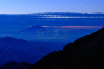 云,富士山,海洋,山,天空,美,水平画幅,巴岳山,秋天,无人