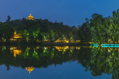 夜晚,西湖,传统,暗色,曙暮光,黄昏,公园,池塘,著名景点,古典式