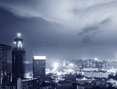 夜晚,上海,水平画幅,无人,交通,黄浦江,户外,浦东,都市风景,运输