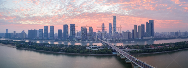 长沙,全景,黎明,云,公园,现代,著名景点,湖南省,河流,户外