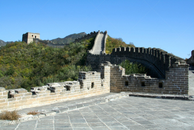 长城,天空,边框,水平画幅,山,墙,户外,石材,八达岭长城,明亮