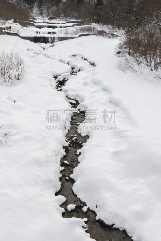 daisen,冬天,小溪,山,鸟取,寒冷,一月,环境,环境保护,雪