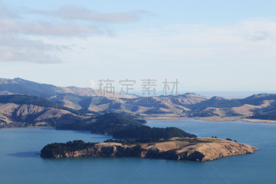 akaroa,海港,高处,山,看风景,新西兰,新西兰坎特伯雷地区,半岛,水