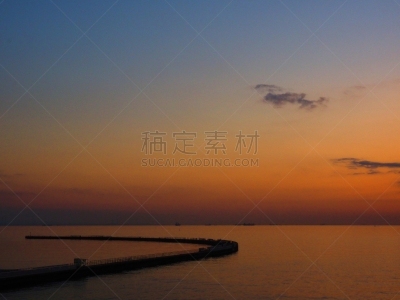 日本,幕张市,海滩,看风景,千叶市,曙暮光,云,橙色,黄昏,背景