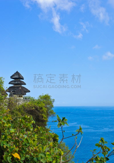 乌鲁瓦度,寺庙,自然,垂直画幅,水,天空,悬崖,绿色,山,巴厘岛