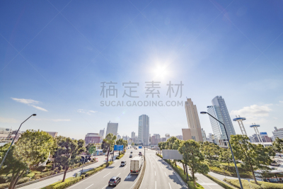 天空,横滨,横滨高速铁路,办公室,水平画幅,建筑,无人,路,日本,早晨