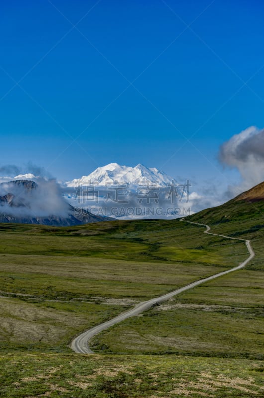 麦金利峰,日光,,风景,山,垂直画幅,天空,山口,美国,格德伍德