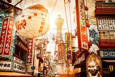 通天阁,大阪府,日本,新世界区,日文,日语,古怪的,水平画幅,户外,凌乱