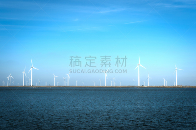 海洋,风轮机,风力机,美国式的风车,未来,风,水平画幅,风力,能源,涡轮