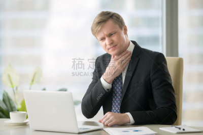 男商人,喉咙痛,喉咙,新创企业,经理,男性,青年人,专业人员,技术