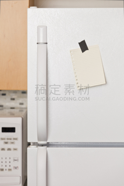 笔记本,门,白色,冰柜,空白的,冰箱,微波炉,垂直画幅,住宅房间,无人