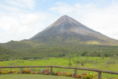 阿雷纳火山,哥斯达黎加,火山,拉福尔图那,天空,水平画幅,无人,火山地形,热带雨林