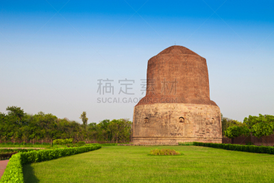 达美克塔,鹿野苑,瓦拉纳西,传教士,灵性,水平画幅,建筑,雕刻物,佛塔,印度