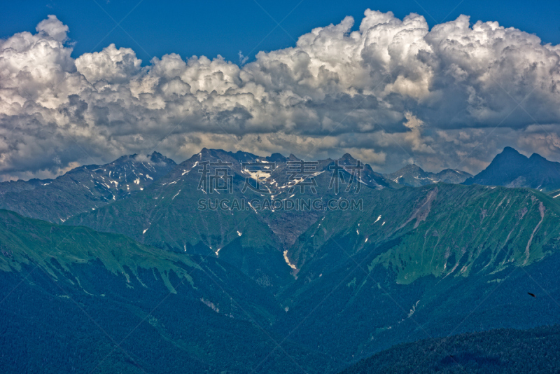 巨大的,高加索山脉,阿森松岛,索契,自然,草地,非都市风光,水平画幅,山,雪