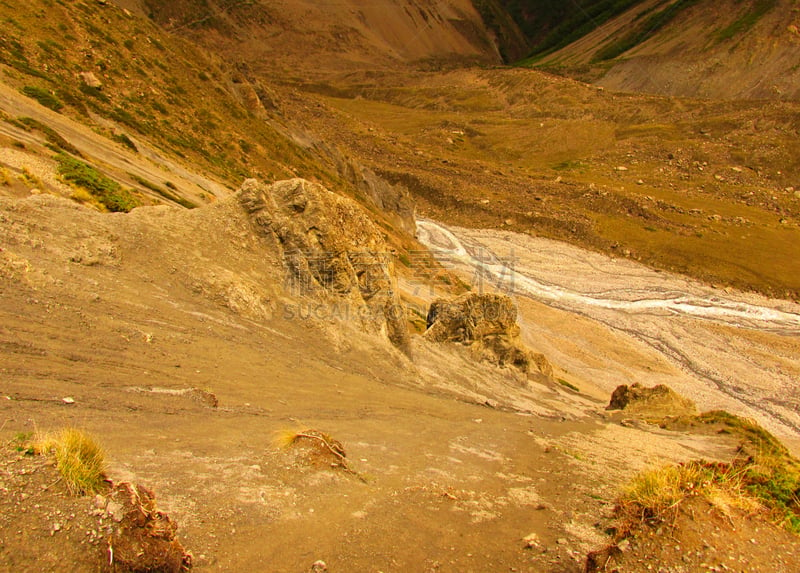 徒步旅行,安娜普娜环线,阿法尔洼地,峡谷,水,天空,沟壑,水平画幅,山,沙子