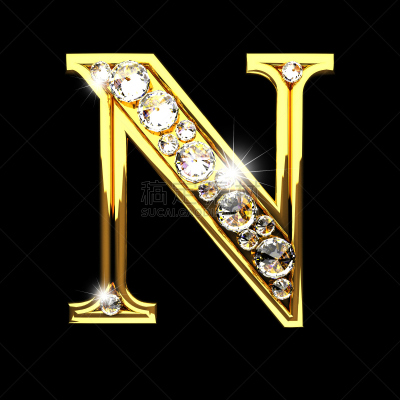 英文字母n,黄金,文字,钻石,黑色背景,分离着色,字母,符号,玻璃,计算机制图