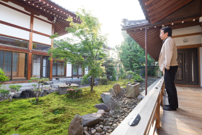 日本人,男人,京都府,园林,寺庙,障子,耀斑,枯山水,东方石景花园,星和园