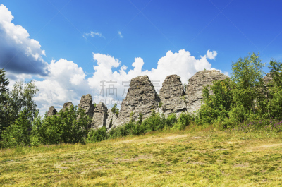 孤峰群,石头,山,在上面,斯维尔德洛夫斯克州,乌拉尔山脉,彼尔姆,乌拉尔联邦管区,当地著名景点,露头